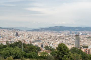 Obraz premium Aerial view from Montjuic of Barcelona, Spain