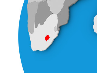 Map of Lesotho on political globe