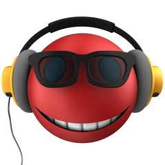 3d red emoticon smile