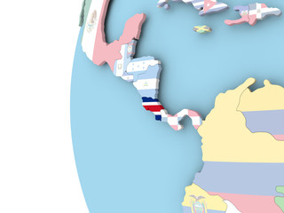 Flag of Costa Rica on political globe