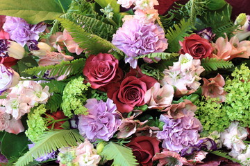 Solemn bouquet of flowers for beautiful ladies, bunch of roses