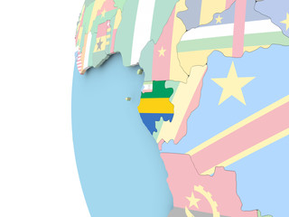 Flag of Gabon on political globe