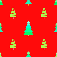 Seamless pattern with christmas trees. Abstract geometric wallpaper. Geometric art. Green christmas trees. Print for textiles, fabrics, polygraphy, posters. Greeting cards. Natural texture