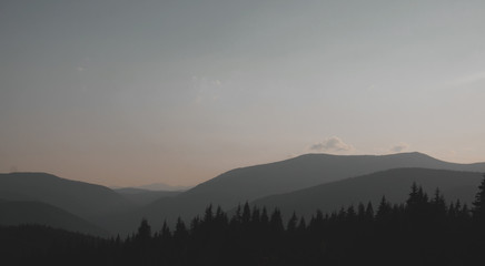 Sunset in the Ukrainian Carpathians.
