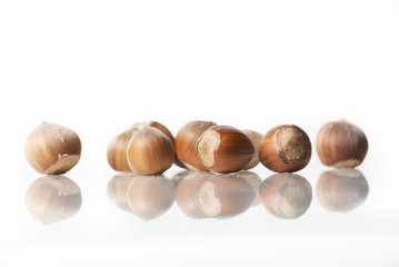 hazelnuts isolated on white