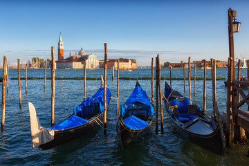 Fototapeta na wymiar Gondolas in Grand Canal, Venice, Italy