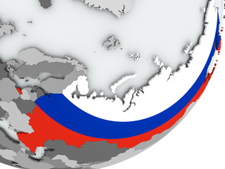 Flag of Russia on map