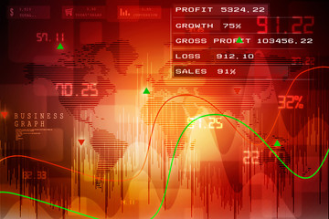 2d rendering Stock market online business concept. business Graph 