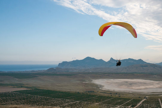 Peron Flying On Paraglider