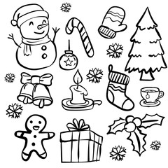 Set of Christmas Doodle-Vector Hand drawn