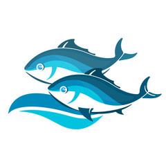 Obraz premium Two fish on the wave