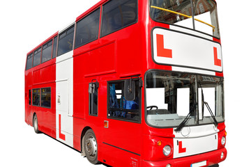 Bus rouge isolé sur fond blanc