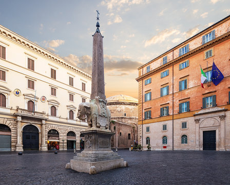 Elephant and Obelisk  in the Piazza della Minerva in Rome, Italy.
