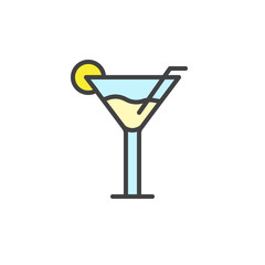 Fresh cocktail filled outline icon, line vector sign, linear colorful pictogram isolated on white. Symbol, logo illustration. Pixel perfect vector graphics