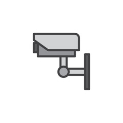 Cctv camera filled outline icon, line vector sign, linear colorful pictogram isolated on white. Video surveillance symbol, logo illustration. Pixel perfect vector graphics