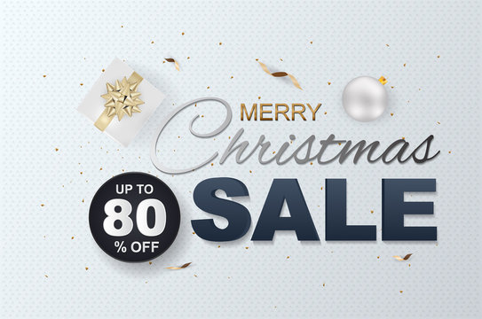 Christmas sale and seasonal discount templates, banner. Big sale, clearance up to 80% off. Sale banner template design
