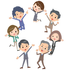 Business people_gather happy jump