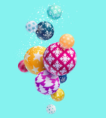 Colorful decorative Christmas balls. New year background.