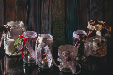 Christmas glass candlesticks