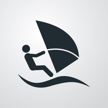 Icono plano windsurf en fondo degradado