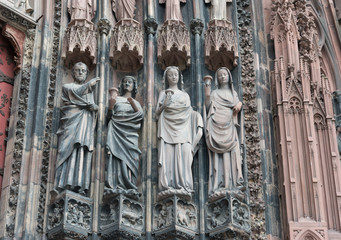 Statues on the facade of Strasbourg Cathedral
