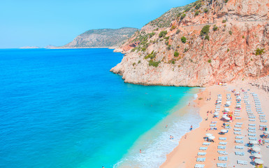 Fototapeta na wymiar Colorful Hot Summer Landscape of Kaputas Beach - Antalya Turkey