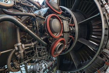 Detailed exposure of a turbo jet engine