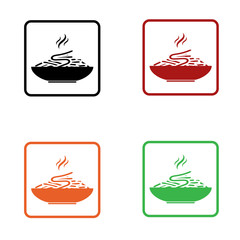 flat spaguetti dish icon editable in black orange red and green colors isolated for web and applications
