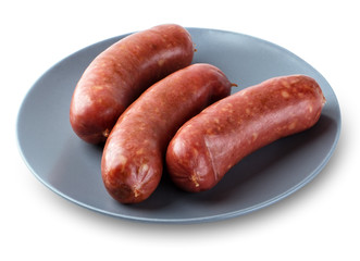 Meat sausages on a plate 