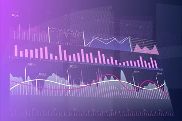 Stock market graph. Trading platform. Line graph. Vector 