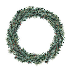 Fototapeta na wymiar Watercolor Christmas wreaths.