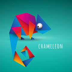 kolorowy kameleon origami wektor