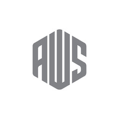 A W S Letter Hexagonal abstract logo