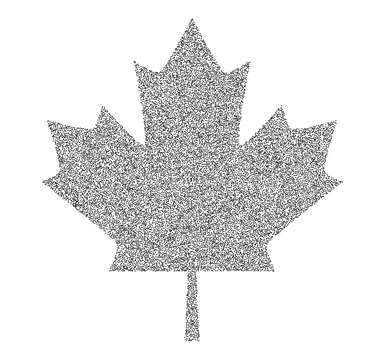 Sign dark canada maple leaf stipple. Dotted pixel Abstract maple leaf. Summer and autumn theme sale. Vector illustration.
