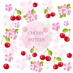 Cherry fruits pattern background vector
