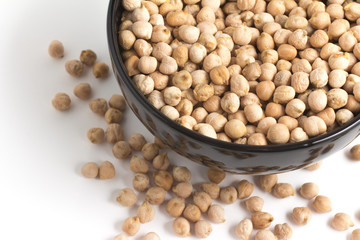 Chickpeas in a black bowl