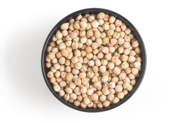 Chickpeas in a black bowl