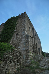 The wall of a medieval monastery Sant Pere de Rodes in Spain