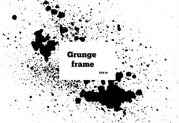 Black paint, ink brush strokes, brushes ink droplets, blots. Dirty artistic design elements, boxes, frames. Grunge frame with space for your text or image. Template space for your text or image.