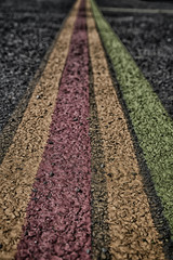 the line in the asphalt of an airport floor