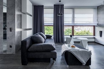Sofa and pouf coffee table