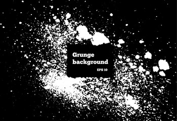 White, black paint, ink splash, brushes ink droplets, blots. Dirty artistic design elements, boxes, frames. Grunge frame with space for your text or image. Template space for your text or image.