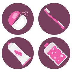 A set of vector icons in dental flat style. Icons for the web si