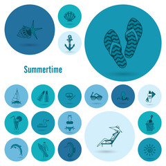 Summer and Beach Simple Flat Icons