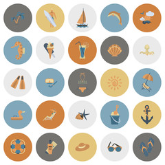 Summer and Beach Simple Flat Icons
