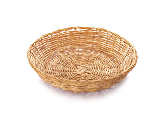 Fototapeta premium vintage weave wicker basket isolated on white background