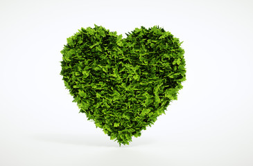 Obraz na płótnie Canvas Green heart isolated on white background. 3d illustration.