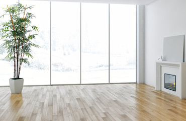 Modern bright interiors empty room. 3D rendering illustration