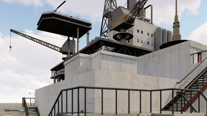 Offshore oil and gas rig platform 3d rendering