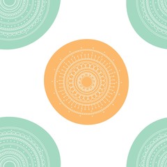 Seamless round ornament pattern. Hand drawn background. Vector repeating texture.